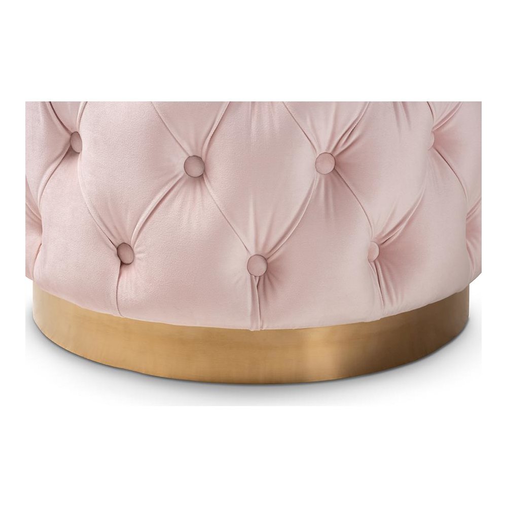 Gold-Finished Button Tufted Ottoman