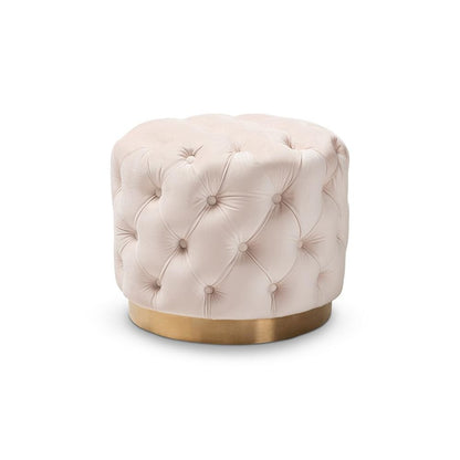 Gold-Finished Button Tufted Ottoman
