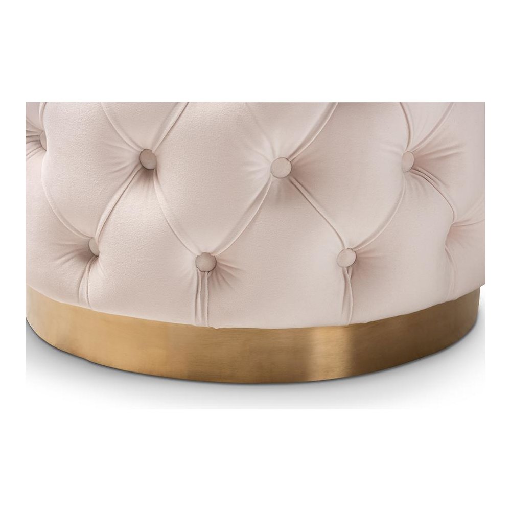 Gold-Finished Button Tufted Ottoman