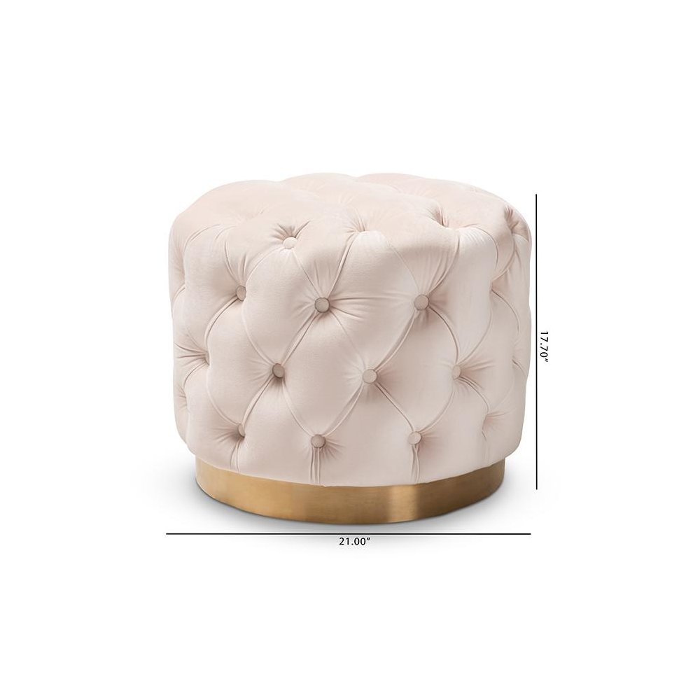 Gold-Finished Button Tufted Ottoman