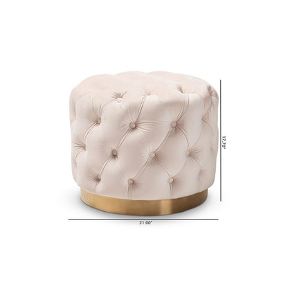 Gold-Finished Button Tufted Ottoman