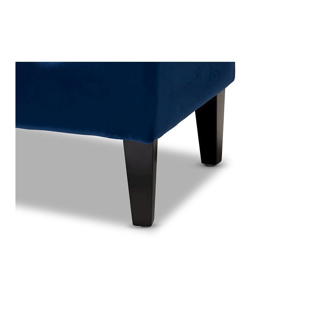 Royal Blue Velvet Fabric Upholstered Espresso Finished Wood Bench