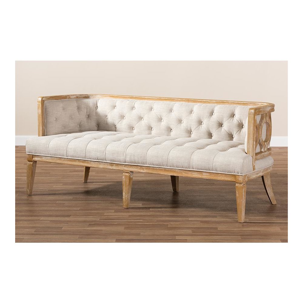 White-Washed Oak Wood Sofa