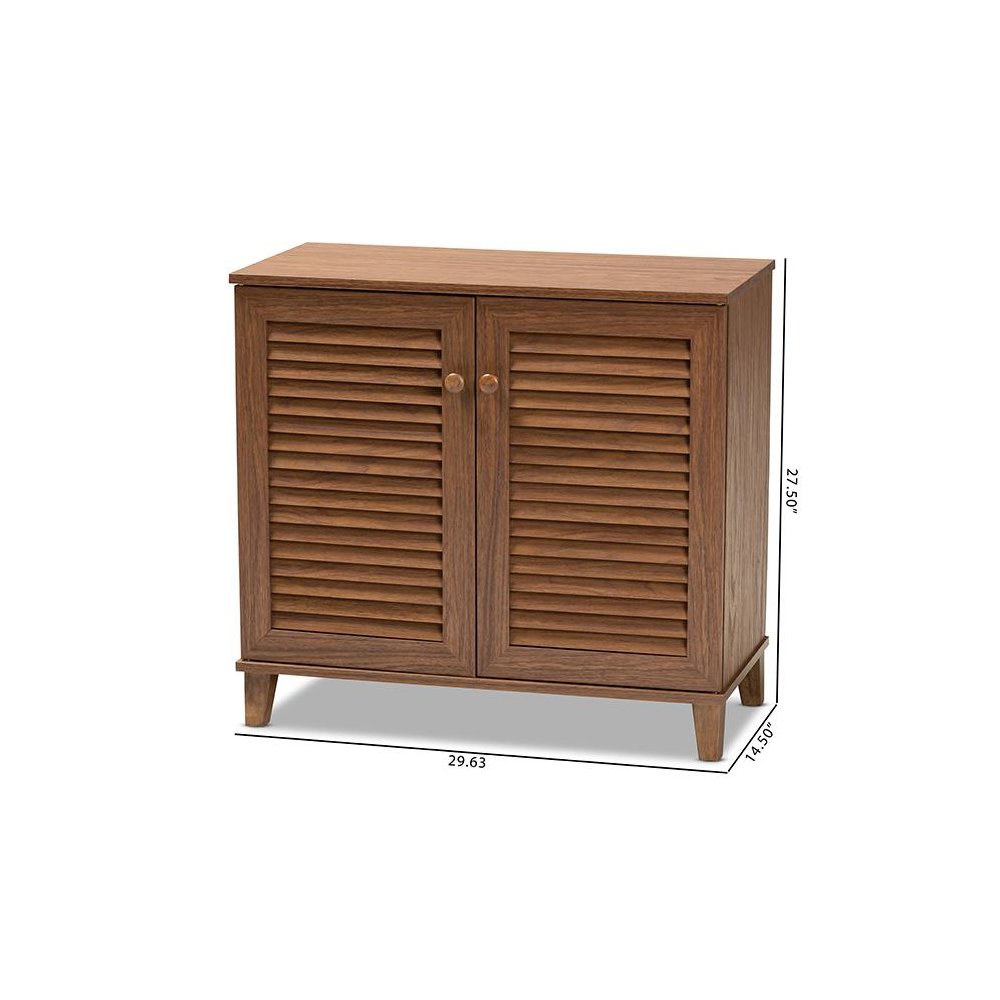 Walnut Finished 4-Shelf Wood Shoe Storage Cabinet