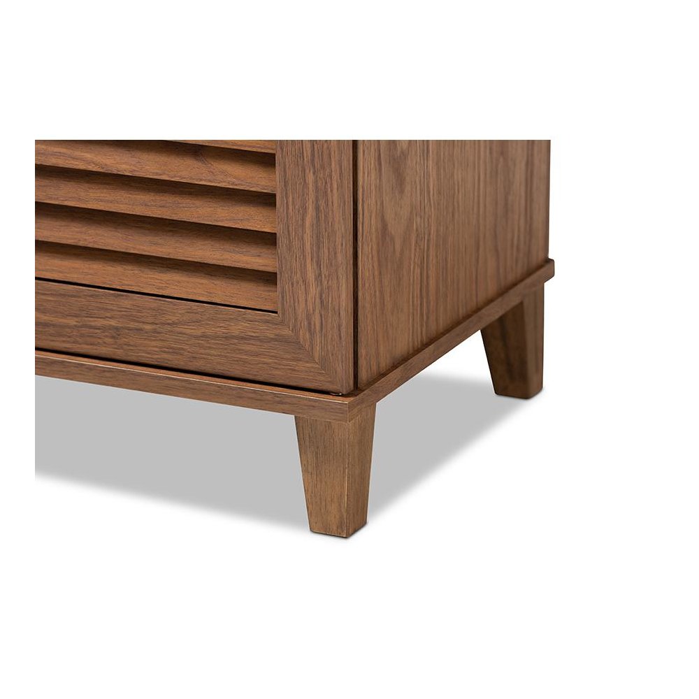 Walnut Finished 4-Shelf Wood Shoe Storage Cabinet