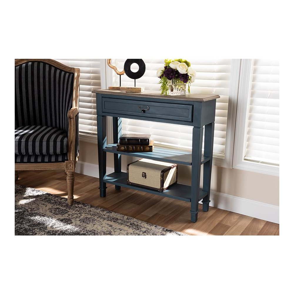 Dauphine French Provincial Blue Spruce Fiinished Wood Accent Console Table