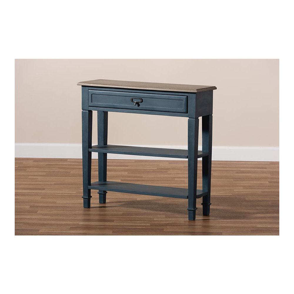 Dauphine French Provincial Blue Spruce Fiinished Wood Accent Console Table