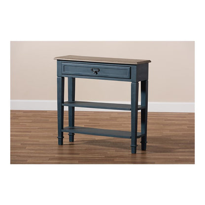 Dauphine French Provincial Blue Spruce Fiinished Wood Accent Console Table