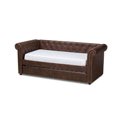 Leather Upholstered Daybed with Trundle