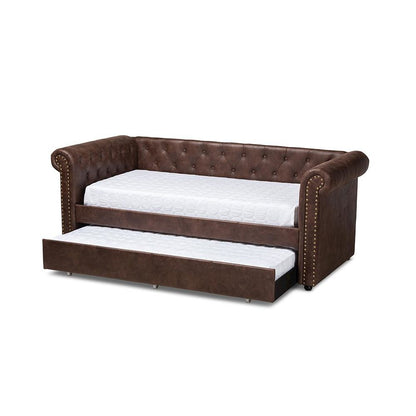 Leather Upholstered Daybed with Trundle