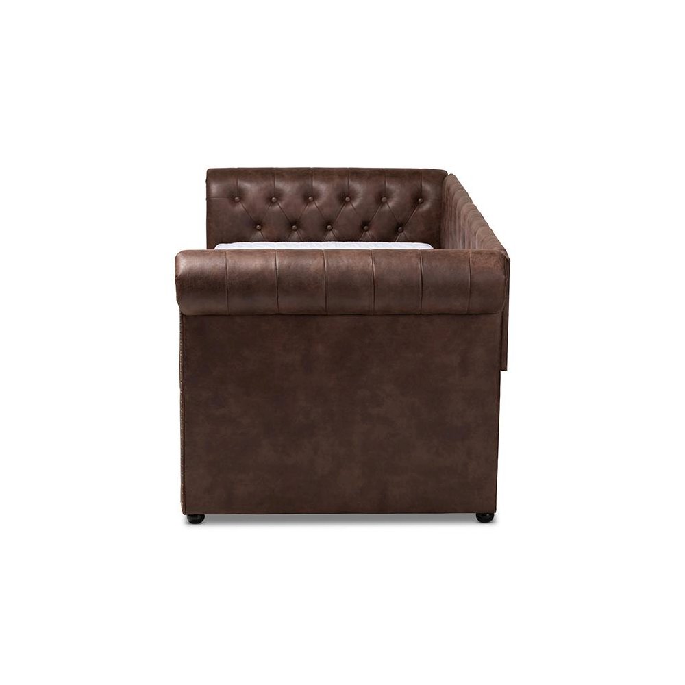 Leather Upholstered Daybed with Trundle