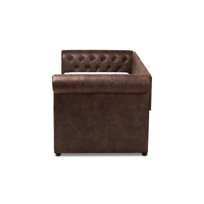 Leather Upholstered Daybed with Trundle