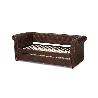 Leather Upholstered Daybed with Trundle