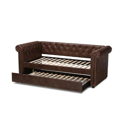 Leather Upholstered Daybed with Trundle