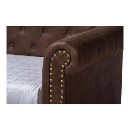 Leather Upholstered Daybed with Trundle