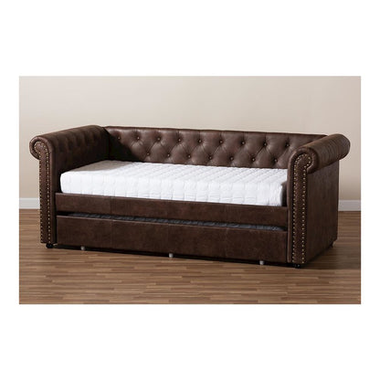 Leather Upholstered Daybed with Trundle