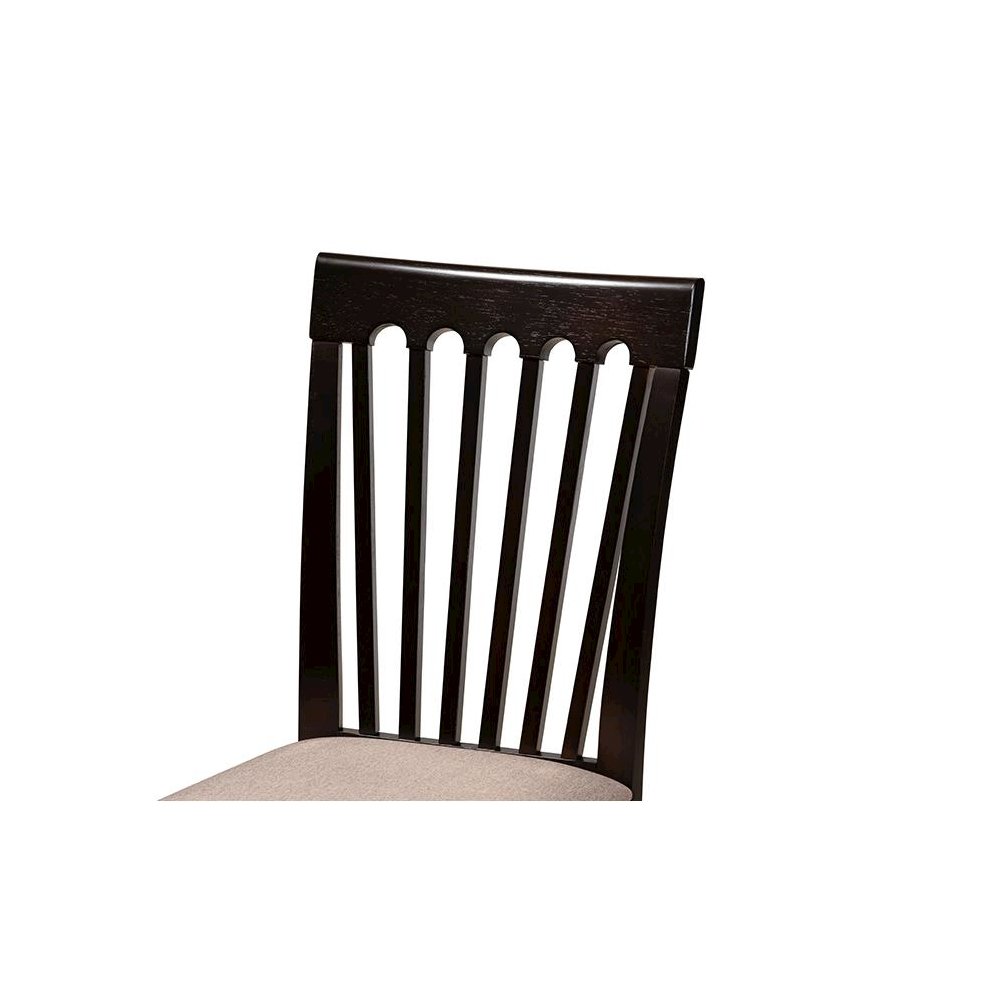 Sand Fabric Upholstered and Dark Brown Finished Wood 5-Piece Dining Set