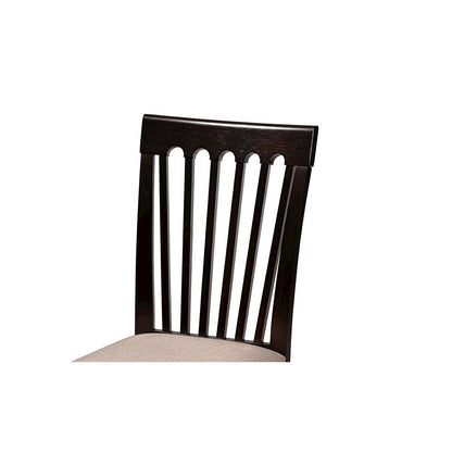 Sand Fabric Upholstered and Dark Brown Finished Wood 5-Piece Dining Set