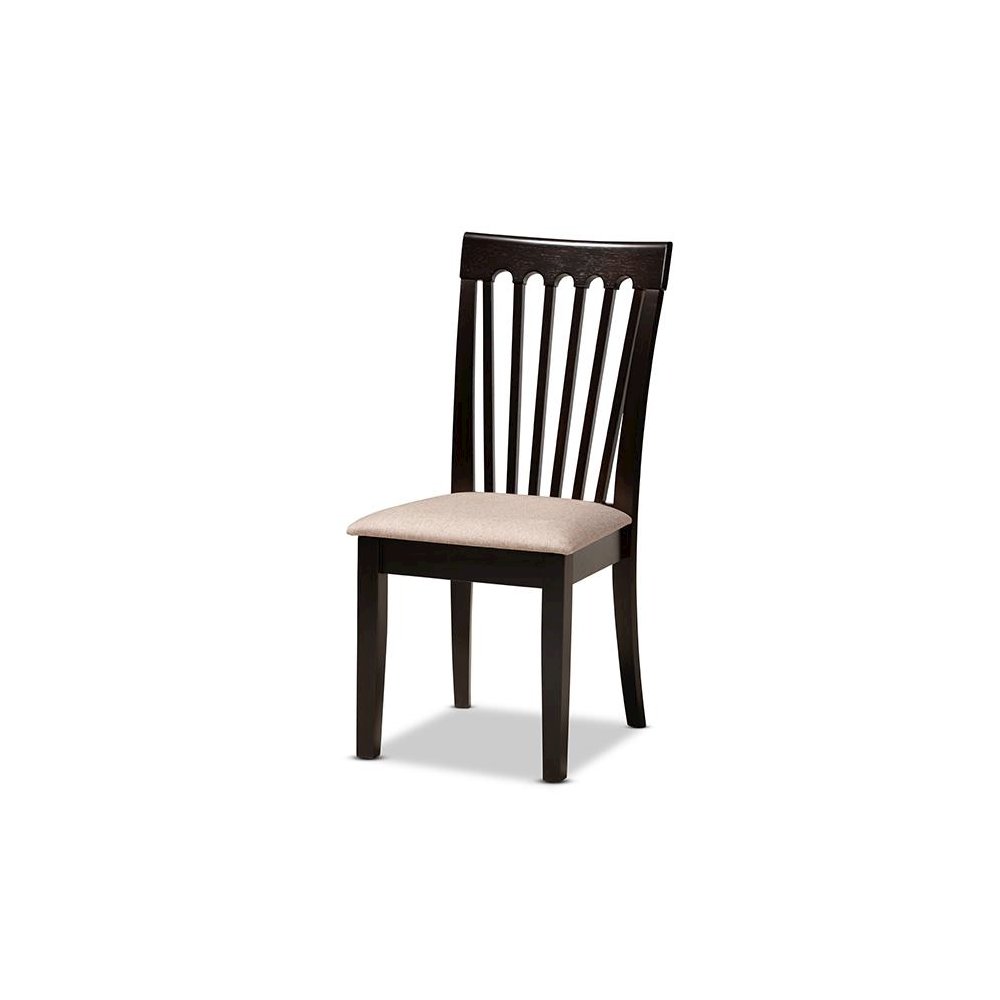 Sand Fabric Upholstered and Dark Brown Finished Wood 5-Piece Dining Set