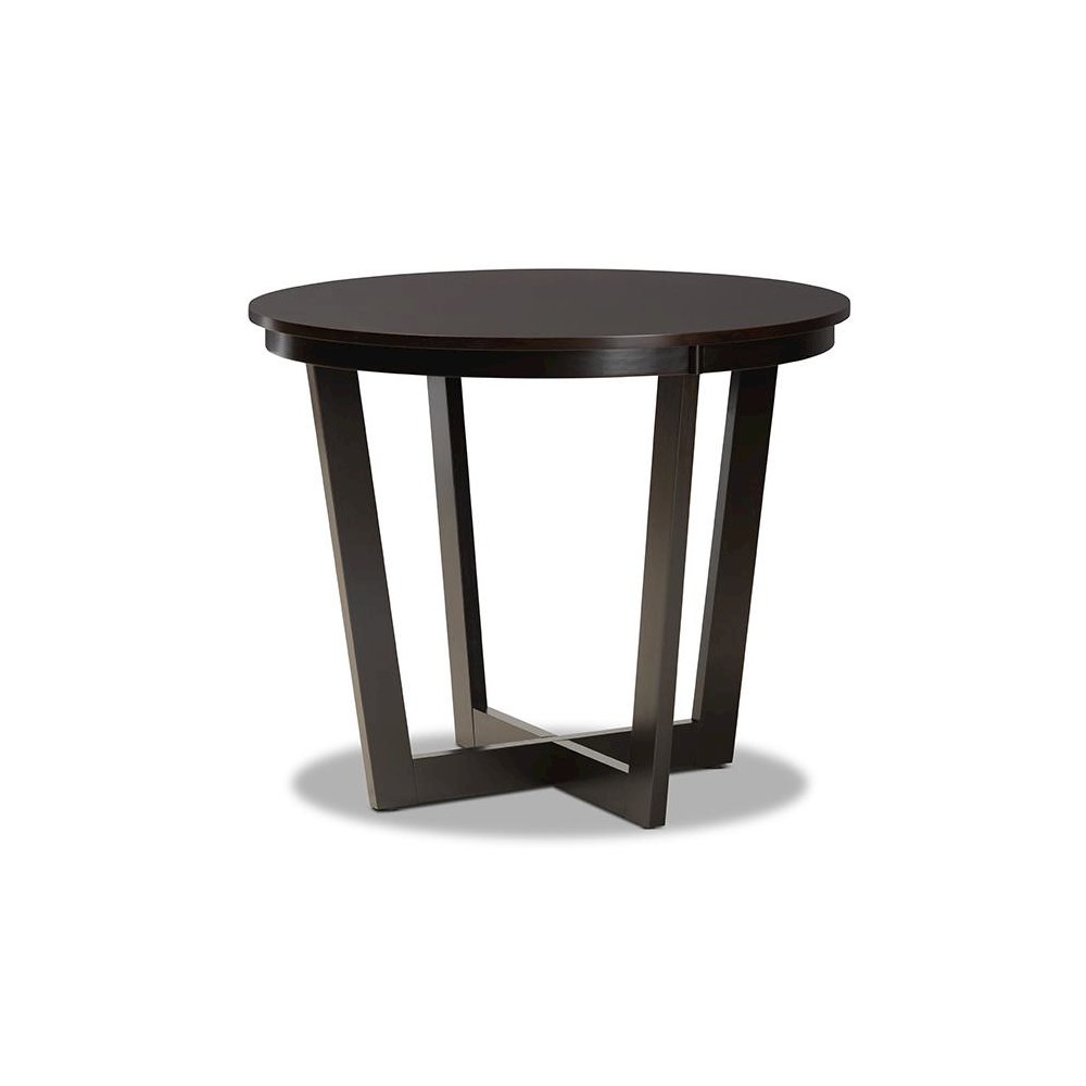 Sand Fabric Upholstered and Dark Brown Finished Wood 5-Piece Dining Set