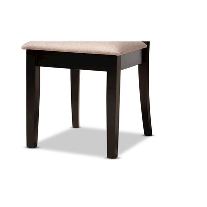 Sand Fabric Upholstered and Dark Brown Finished Wood 5-Piece Dining Set