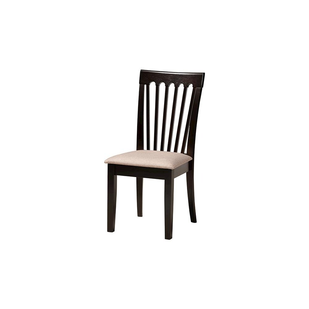 Marian Modern Sand Fabric and Dark Brown Finished Wood 5-Piece Dining Set