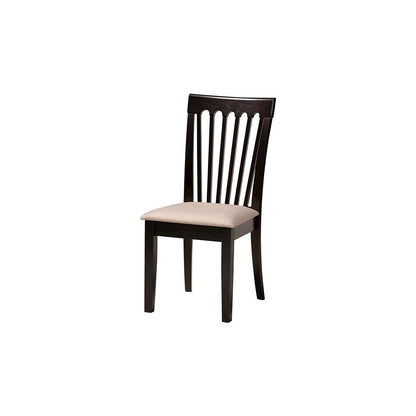 Marian Modern Sand Fabric and Dark Brown Finished Wood 5-Piece Dining Set