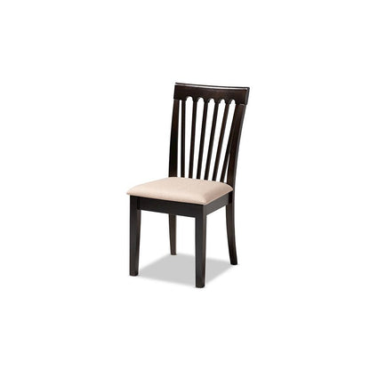 Sand Fabric Upholstered and Dark Brown Finished Wood 6-Piece Dining Set