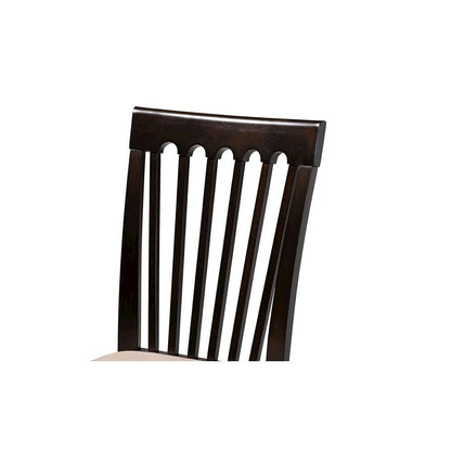 Sand Fabric Upholstered and Dark Brown Finished Wood 6-Piece Dining Set