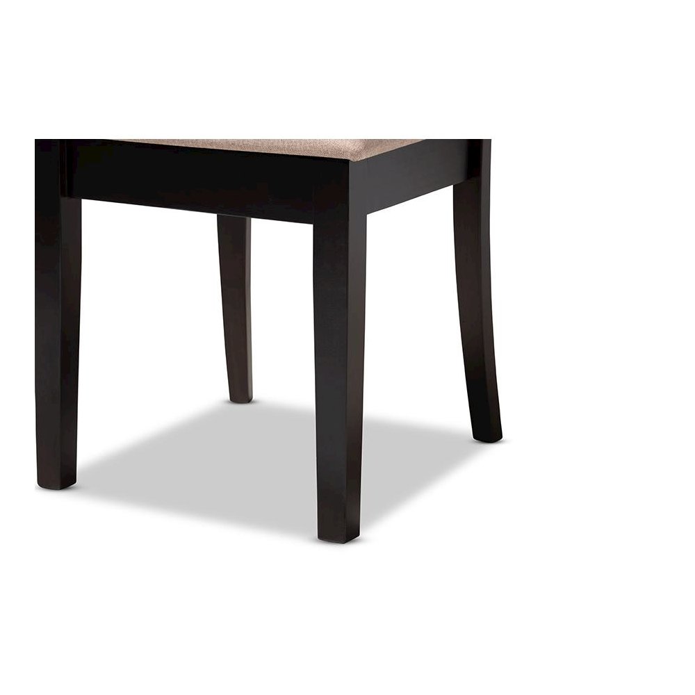 Sand Fabric Upholstered and Dark Brown Finished Wood 6-Piece Dining Set