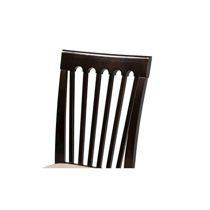 Sand Fabric Upholstered Espresso Brown Finished Wood 5-Piece Dining Set