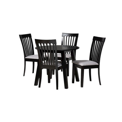 Nina Modern Grey Fabric and Espresso Brown Finished Wood 5-Piece Dining Set