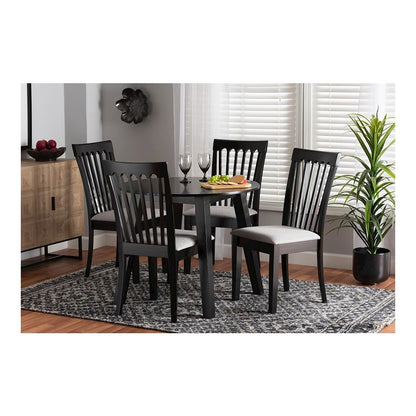 Nina Modern Grey Fabric and Espresso Brown Finished Wood 5-Piece Dining Set