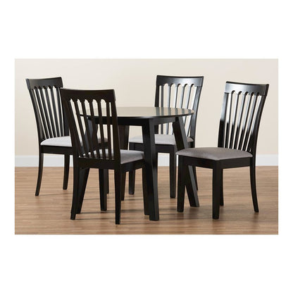 Nina Modern Grey Fabric and Espresso Brown Finished Wood 5-Piece Dining Set