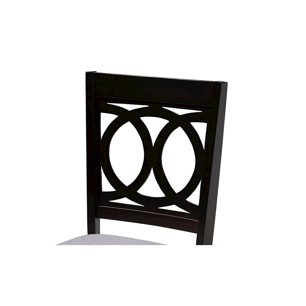 Gray Fabric Upholstered Espresso Brown Finished Wood Dining Chair Set of 4