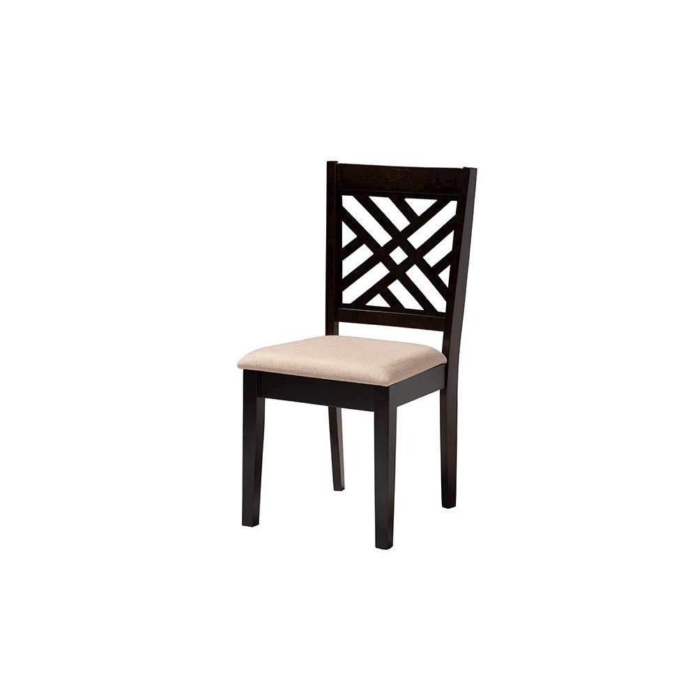 Edona Modern Sand Fabric and Walnut Brown Finished Wood 5-Piece Dining Set