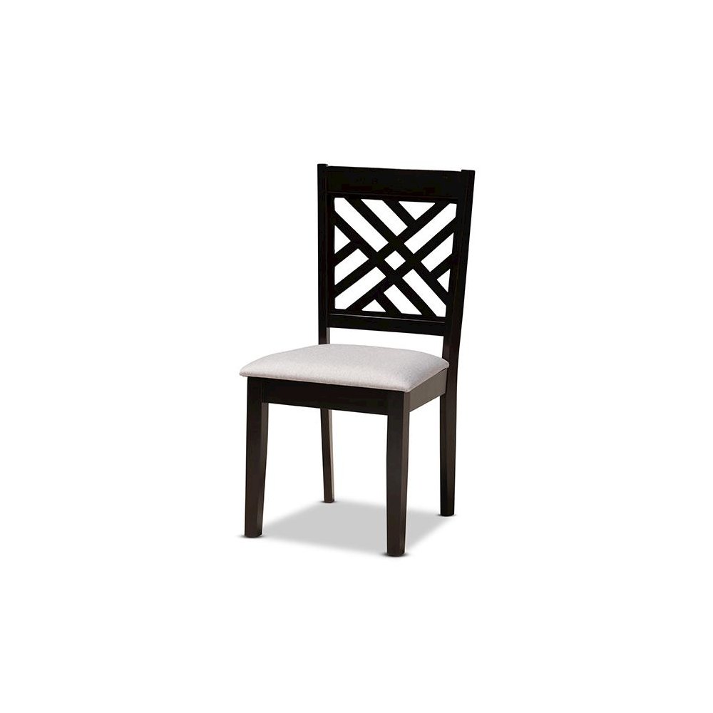 Grey Fabric Upholstered and Dark Brown Finished Wood 5-Piece Dining Set