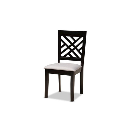 Grey Fabric Upholstered and Dark Brown Finished Wood 5-Piece Dining Set