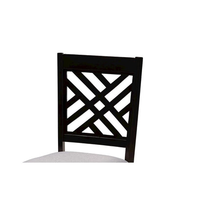 Grey Fabric Upholstered and Dark Brown Finished Wood 5-Piece Dining Set