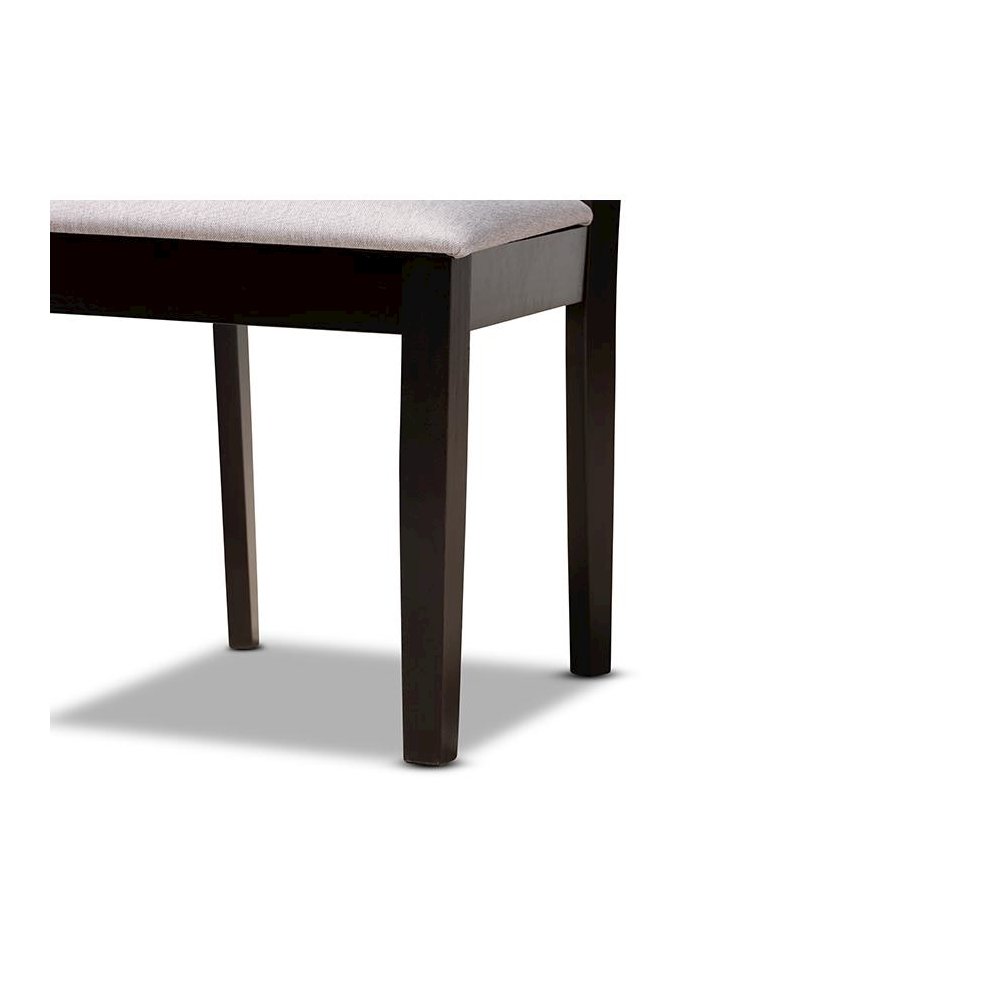 Grey Fabric Upholstered and Dark Brown Finished Wood 5-Piece Dining Set