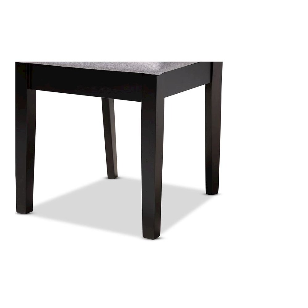 Gray Fabric Upholstered Espresso Brown Finished Wood Dining Chair Set of 4