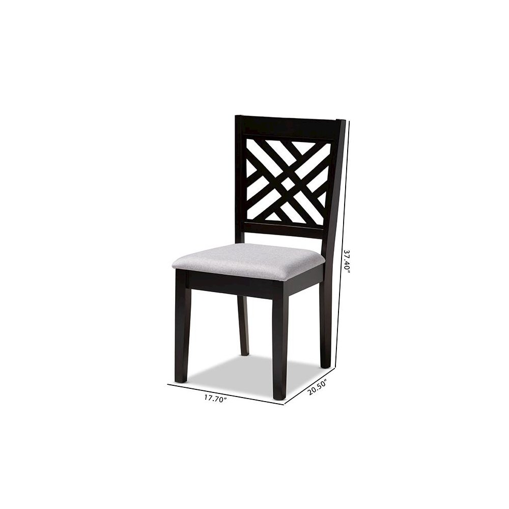Gray Fabric Upholstered Espresso Brown Finished Wood Dining Chair Set of 4