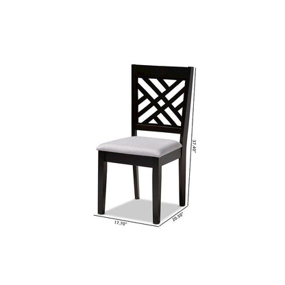 Gray Fabric Upholstered Espresso Brown Finished Wood Dining Chair Set of 4