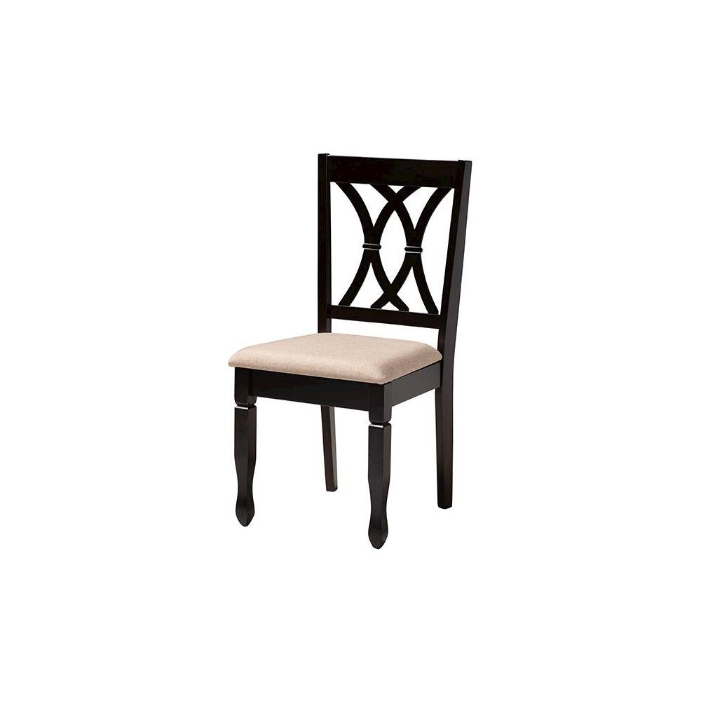 Maya Modern Beige Fabric and Espresso Brown Finished Wood 5-Piece Dining Set