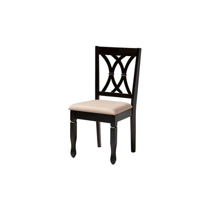 Maya Modern Beige Fabric and Espresso Brown Finished Wood 5-Piece Dining Set