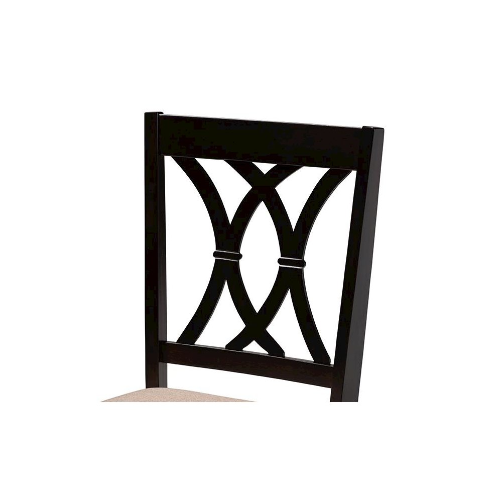Maya Modern Beige Fabric and Espresso Brown Finished Wood 5-Piece Dining Set