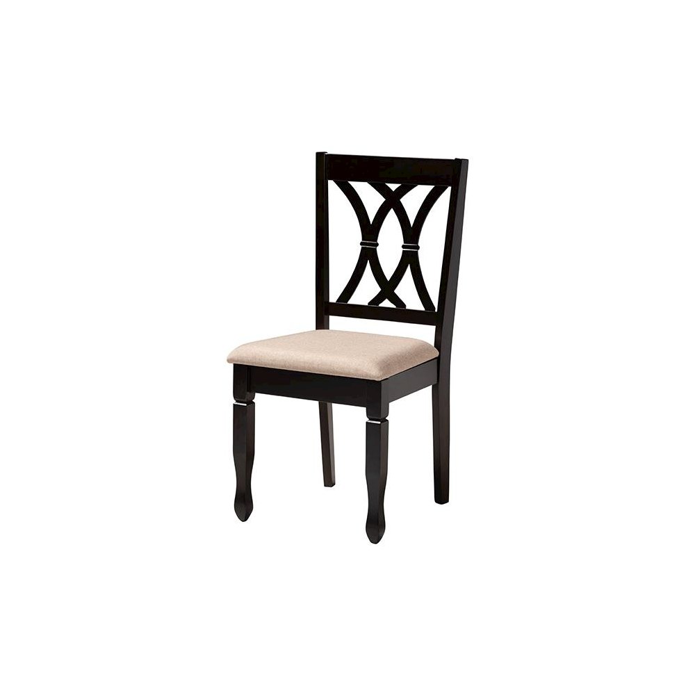 Aggie Modern Sand Fabric and Dark Brown Finished Wood 5-Piece Dining Set