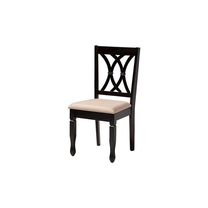 Irene Modern Sand Fabric and Dark Brown Finished Wood 5-Piece Dining Set