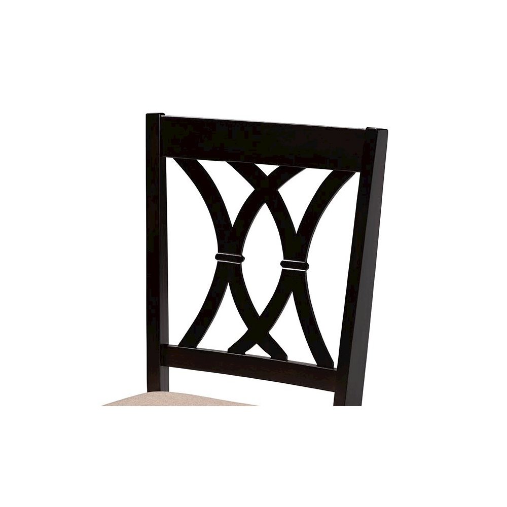 April Modern Sand Fabric and Dark Brown Finished Wood 5-Piece Dining Set