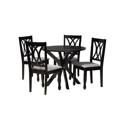 Maya Modern Grey Fabric and Espresso Brown Finished Wood 5-Piece Dining Set